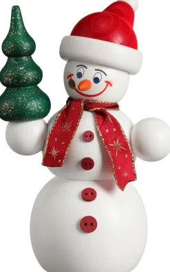 Seiffener Volkskunst eG Räuchermännchen*Räuchermännchen Schneemann Weihnachtsmann, 15 cm von