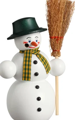 Seiffener Volkskunst eG Räuchermännchen*Räuchermännchen Schneemann mit Besen, 16 cm von