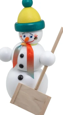 Seiffener Volkskunst eG Räuchermännchen*Räuchermännchen Schneemann Schneeschipper, 16 cm von