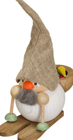 Seiffener Volkskunst eG Räuchermännchen*Räuchermännchen Waldzwerg auf Ski, 19 cm von