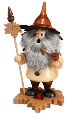 DWU Drechselwerkstatt Uhlig Räuchermännchen*Räuchermännchen Wichtel mit Ahornblatt, 18 cm von