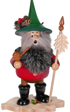 DWU Drechselwerkstatt Uhlig Räuchermännchen*Räuchermännchen Wichtel mit Eichenblatt, rot, 25 cm von DWU