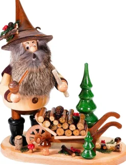 DWU Drechselwerkstatt Uhlig Räuchermännchen*Räuchermännchen Wichtel mit Schiebock, 25 cm von