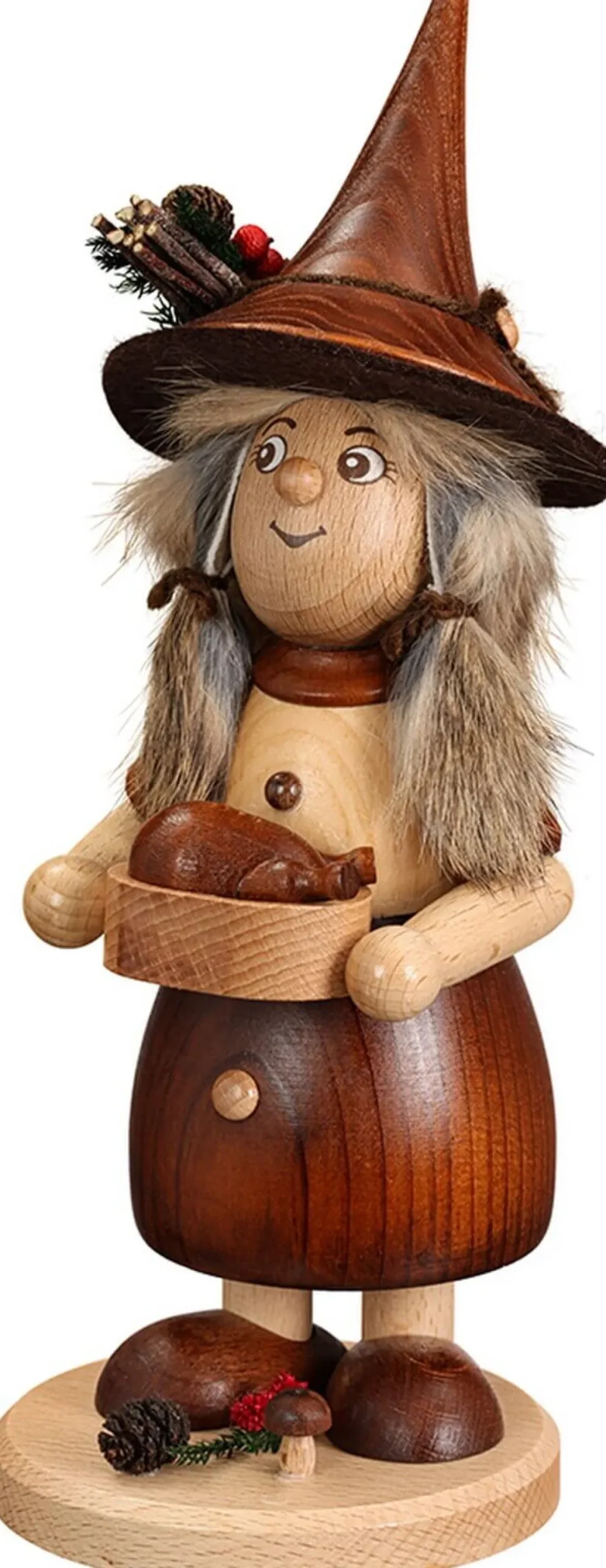 DWU Drechselwerkstatt Uhlig Räuchermännchen*Räuchermännchen Wichtelfrau mit Pfanne , 25 cm von