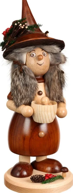 DWU Drechselwerkstatt Uhlig Räuchermännchen*Räuchermännchen Wichtelfrau mit Kochtopf , 25 cm von
