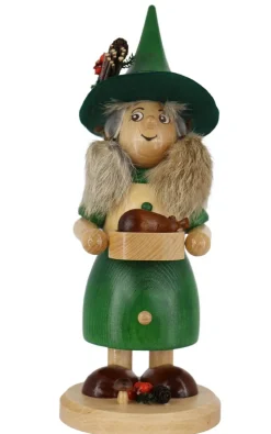 DWU Drechselwerkstatt Uhlig Räuchermännchen*Räuchermännchen Wichtelfrau mit Pfanne grün, 25 cm von
