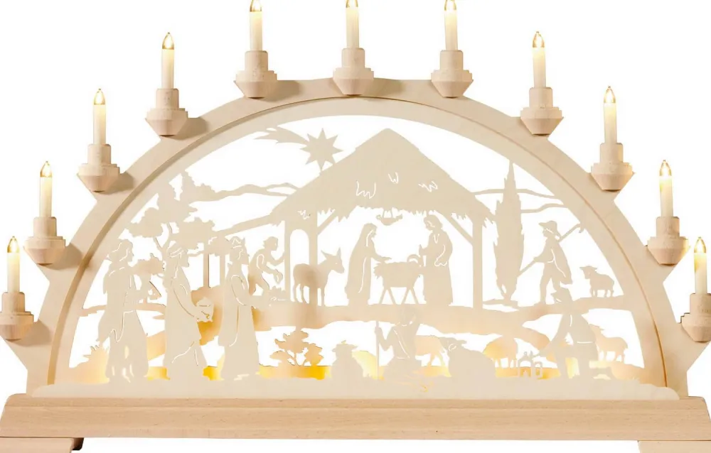 KWO Bestseller | Schwibbogen*Schwibbogen Heilige Familie mit Königen, 65 cm von