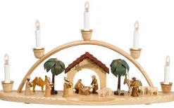 Theo Lorenz Schwibbogen*Schwibbogen Heilige Familie mit Krippenhaus, 50 cm von