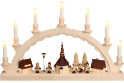 SEIFFENcom by Nestler GmbH Bestseller | Schwibbogen*Schwibbogen Seiffener Dorf mit Romy Thiel Kinder, 50 cm von SEIFFEN.COM