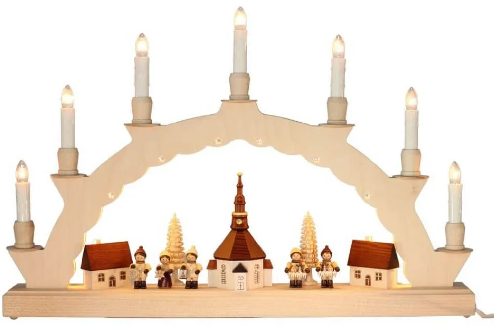 SEIFFENcom by Nestler GmbH Schwibbogen*Schwibbogen Seiffener Dorf mit Romy Thiel Kinder und 2-facher Beleuchtung von SEIFFEN.COM