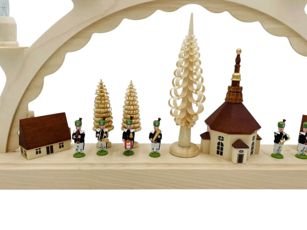 SEIFFENcom by Nestler GmbH Schwibbogen*Schwibbogen Seiffener Dorf mit Bergmannskapelle von SEIFFEN.COM
