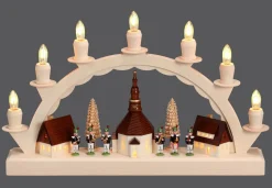 SEIFFENcom by Nestler GmbH Schwibbogen*Schwibbogen Seiffener Dorf mit Bergmannskapelle von SEIFFEN.COM