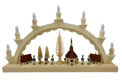 SEIFFENcom by Nestler GmbH Schwibbogen*Schwibbogen Seiffener Dorf mit Bergmannskapelle von SEIFFEN.COM