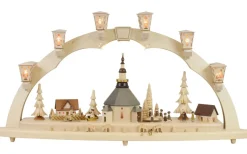 Richard Glässer GmbH Einzelstücke | Schwibbogen*Schwibbogen Seiffener Kirche mit Kurrende und Spielwerk, 80 cm von Richard Glässer