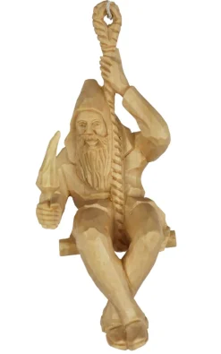 Schnitzkunst aus dem Erzgebirge Holzschnitzereien*Seilfahrt geschnitzt, 18 cm, von