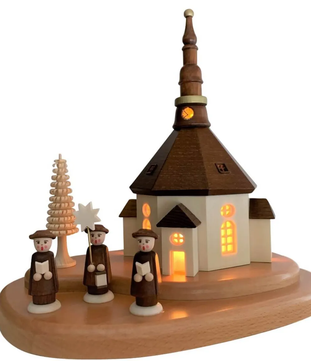 SEIFFENcom by Nestler GmbH Neuheiten*Sockelbrett Seiffener Kirche mit Kurrende von SEIFFEN.COM