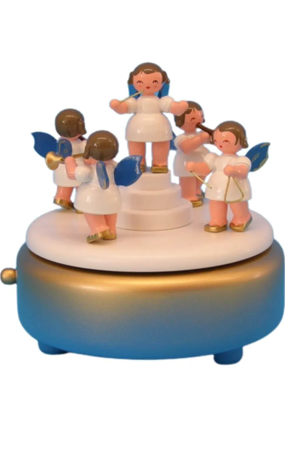 Figurenland Uhlig GmbH Spieluhr / Spieldose*Spieldose mit 5 Weihnachtsengeln, blaue Flügel von
