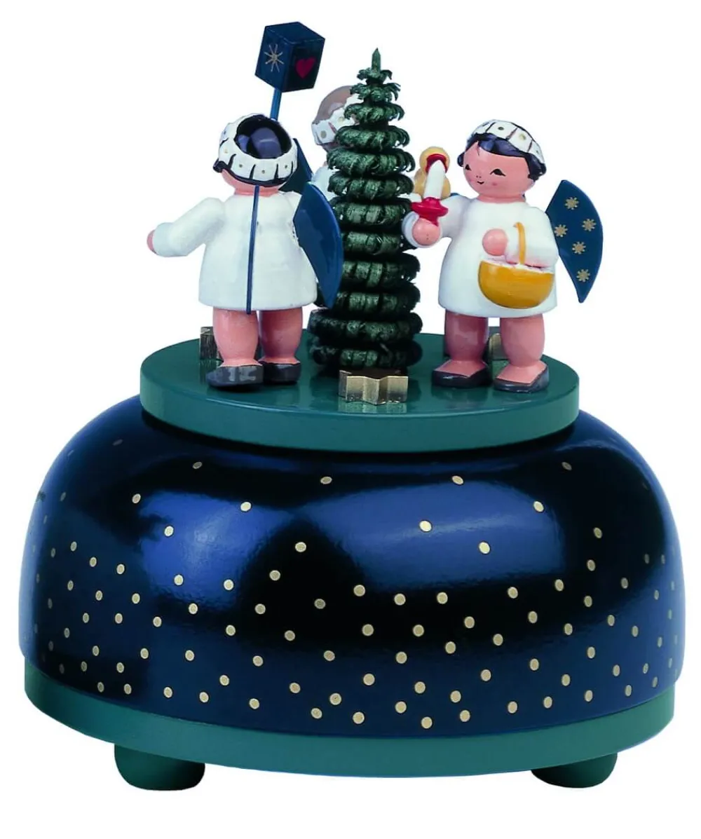 KWO Neuheiten | Spieluhr / Spieldose*Spieluhr mit Weihnachtsengel "We wish you a Merry Christmas", 11 cm, farbig von