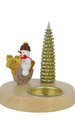 Zenker Kerzenhalter Weihnachten*Teelichthalter Schneemann mit Elch, farbig, 10 cm von Ralf