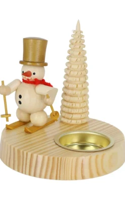 Zenker Kerzenhalter Weihnachten*Teelichthalter Schneemann Skifahrer, , 10 cm von Ralf