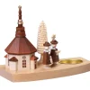 Thomas Preißler Kerzenhalter Weihnachten*Teelichthalter Seiffener Kirche mit Kurrende, 15 cm von