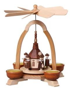 Thomas Preißler Teelichtpyramiden*Teelicht-Weihnachtspyramide mit Seiffener Kirche, 24 cm von