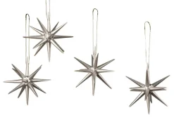 Albin Preißler Christbaumschmuck*Weihnachtsbaumschmuck aus Holz, Weihnachtssterne silber, 4-teilig von