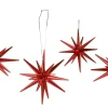 Albin Preißler Christbaumschmuck*Weihnachtsbaumschmuck aus Holz, Weihnachtssterne rot-metallic, 4-teilig von