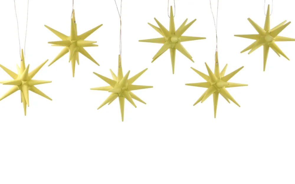 Albin Preißler Christbaumschmuck*Weihnachtsbaumschmuck aus Holz, Weihnachtssterne gelb, 6-teilig von