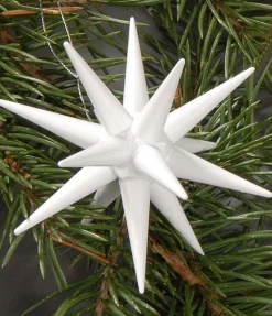 Albin Preißler Christbaumschmuck*Weihnachtsbaumschmuck aus Holz, Weihnachtssterne weiß, 4-teilig von