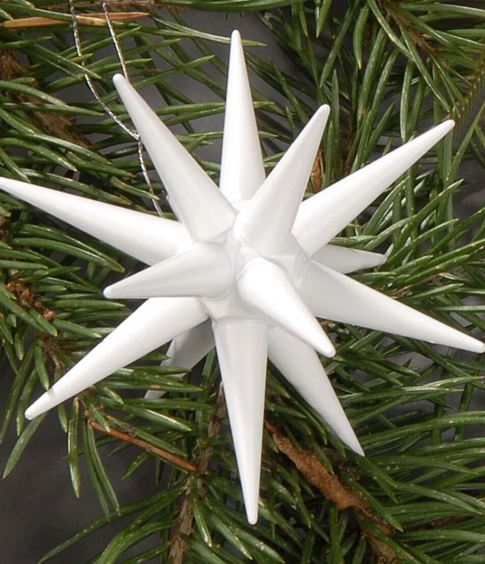 Albin Preißler Christbaumschmuck*Weihnachtsbaumschmuck aus Holz, Weihnachtssterne weiß, 4-teilig von