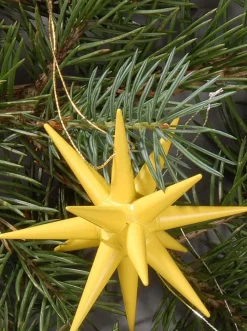 Albin Preißler Christbaumschmuck*Weihnachtsbaumschmuck aus Holz, Weihnachtssterne gelb, 6-teilig von