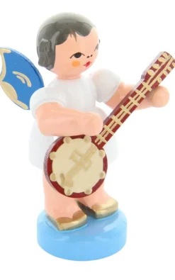 Figurenland Uhlig GmbH Weihnachtsengel*Weihnachtsengel mit Banjo und blauen Flügeln von Figurenland Uhlig