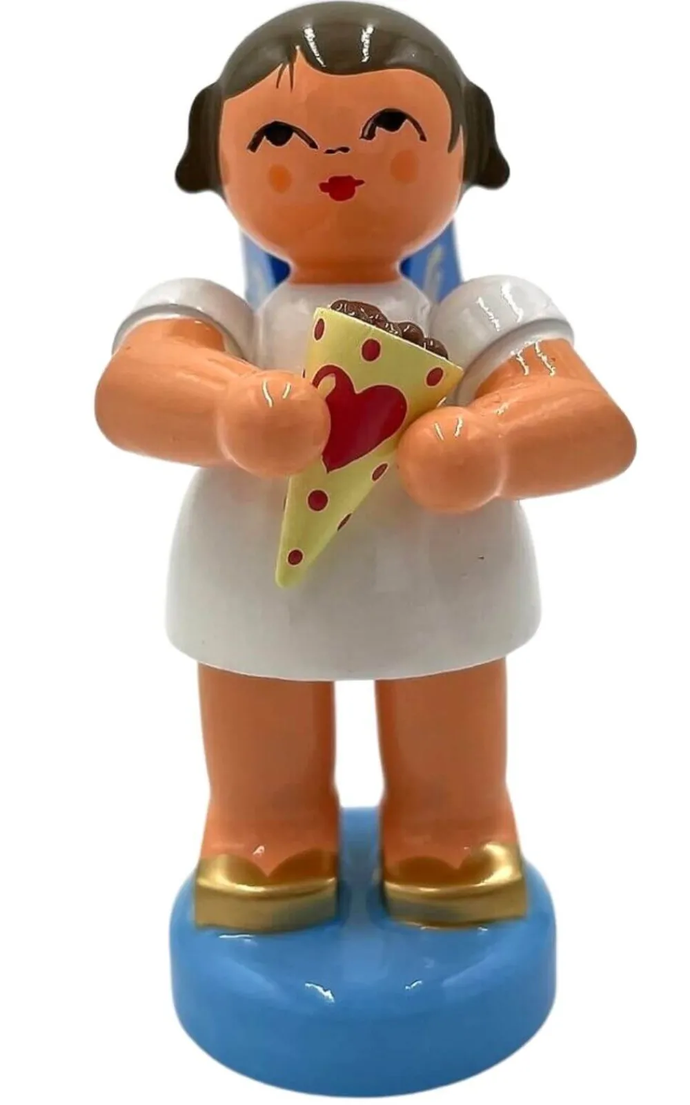 Figurenland Uhlig GmbH Weihnachtsengel*Weihnachtsengel mit gebrannten Mandeln und blauen Flügeln von