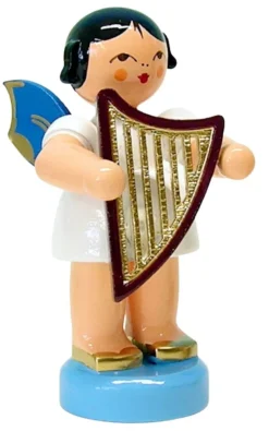 Figurenland Uhlig GmbH Weihnachtsengel*Weihnachtsengel mit Handharfe und blauen Flügeln von