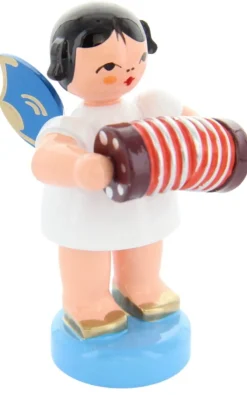 Figurenland Uhlig GmbH Weihnachtsengel*Weihnachtsengel mit Konzertina und blauen Flügeln von Figurenland Uhlig