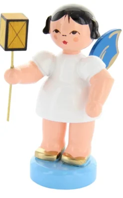 Figurenland Uhlig GmbH Weihnachtsengel*Weihnachtsengel mit Laterne und blauen Flügeln von Figurenland Uhlig