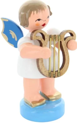 Figurenland Uhlig GmbH Weihnachtsengel*Weihnachtsengel mit Leier und blauen Flügeln von Figurenland Uhlig