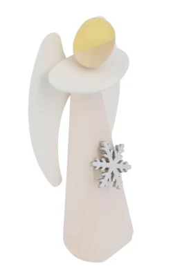 KWO Weihnachtsengel*Weihnachtsengel mit Schneekristall, weiß, 11 cm von