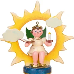 Hubrig Volkskunst Weihnachtsengel*Weihnachtsengel mit Sonne, Buch und Kerze von