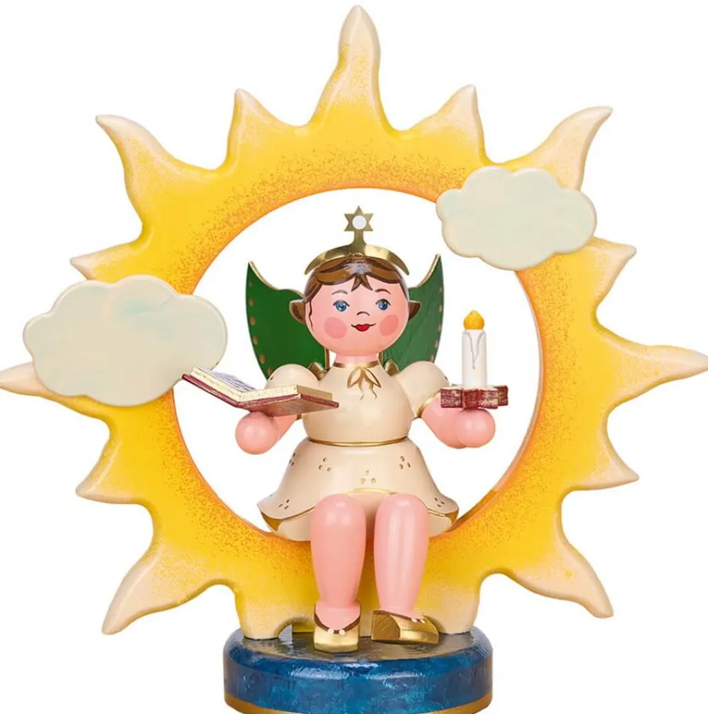 Hubrig Volkskunst Weihnachtsengel*Weihnachtsengel mit Sonne, Buch und Kerze von
