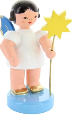 Figurenland Uhlig GmbH Weihnachtsengel*Weihnachtsengel mit Stern und blauen Flügeln von Figurenland Uhlig