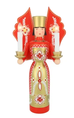 Holzkunst Gahlenz Engel & Bergmann*Weihnachtsengel rot - gold, 36 cm, elektrisch beleuchtet von