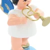 Figurenland Uhlig GmbH Weihnachtsengel*Weihnachtsengel stehend mit Flügelhorn und blauen Flügeln von