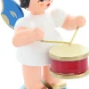 Figurenland Uhlig GmbH Weihnachtsengel*Weihnachtsengel stehend mit Trommel und blauen Flügeln von