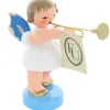 Figurenland Uhlig GmbH Weihnachtsengel*Weihnachtsengel stehend mit Fanfare und blauen Flügeln von