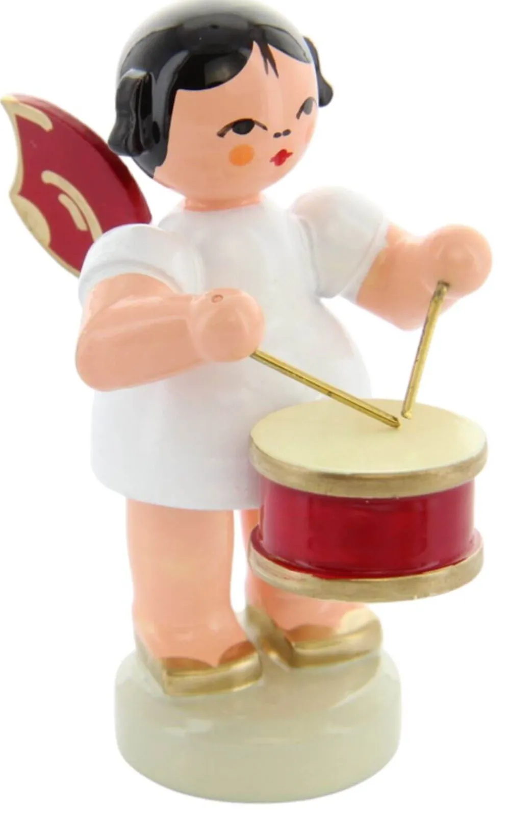 Figurenland Uhlig GmbH Weihnachtsengel*Weihnachtsengel stehend mit Trommel und roten Flügeln von