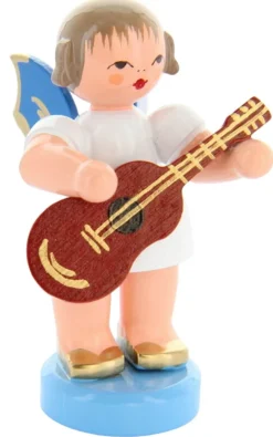 Figurenland Uhlig GmbH Weihnachtsengel*Weihnachtsengel stehend mit Gitarre und blauen Flügeln von