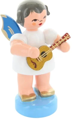 Figurenland Uhlig GmbH Weihnachtsengel*Weihnachtsengel stehend mit Ukulele und blauen Flügeln von