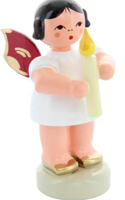 Figurenland Uhlig GmbH Weihnachtsengel*Weihnachtsengel stehend mit Kerze und roten Flügeln von